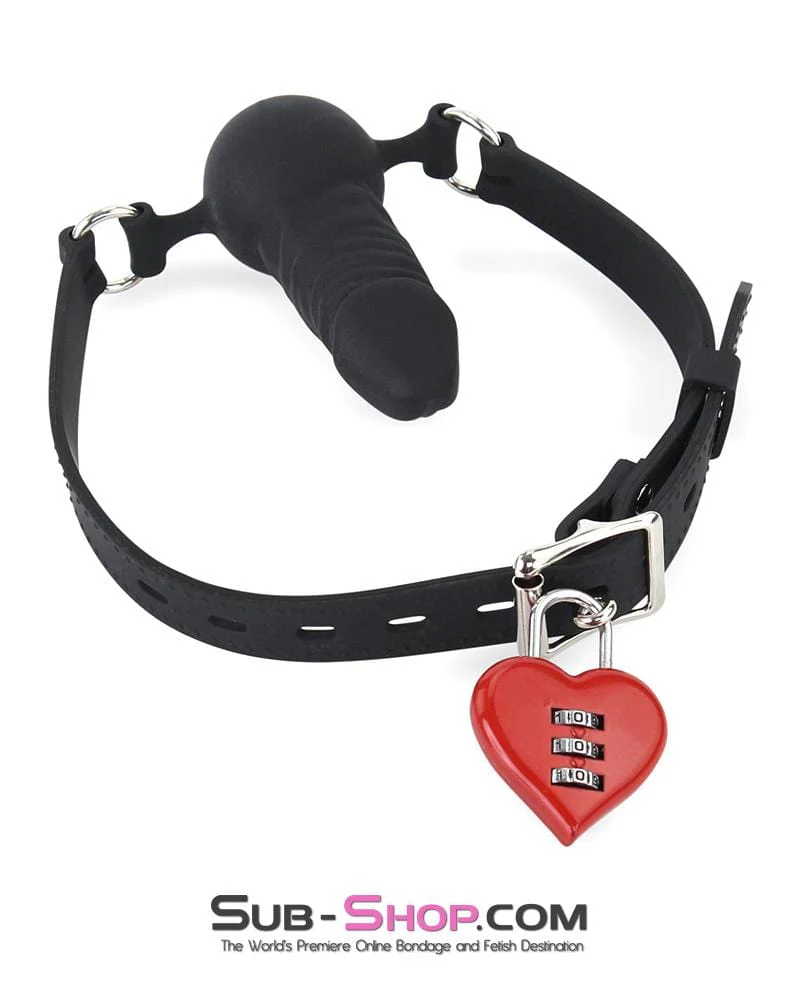 7941M   Black Locking Silicone Penis Ball Gag - Image 14