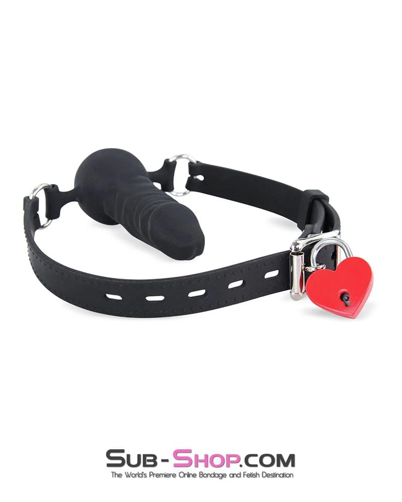 7941M   Black Locking Silicone Penis Ball Gag - Image 16