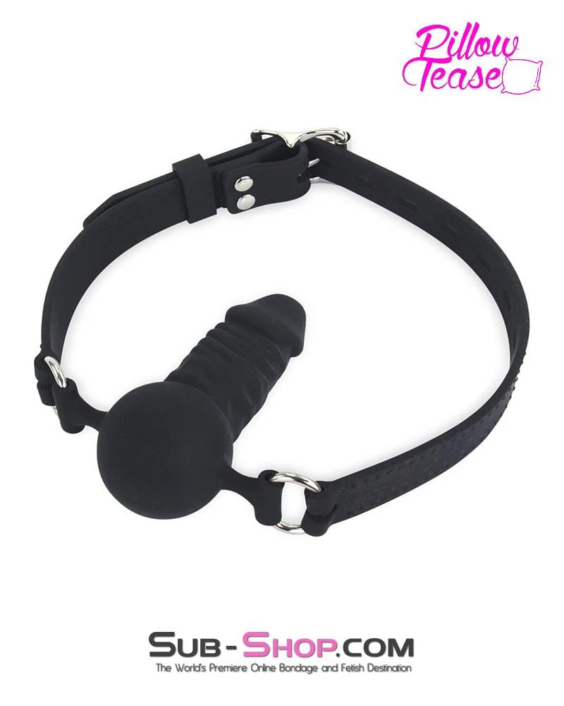 7941M   Black Locking Silicone Penis Ball Gag - Image 2