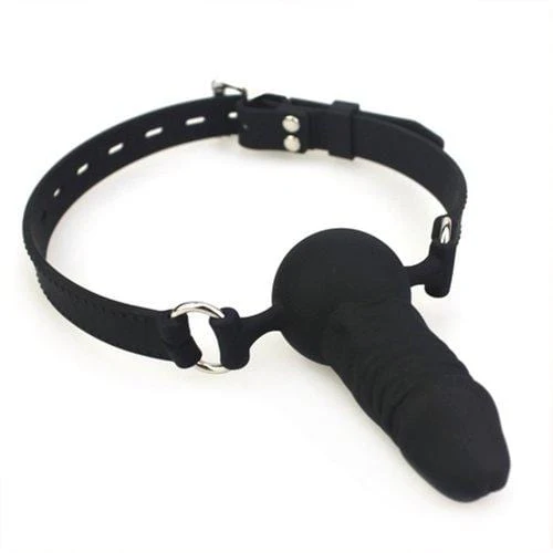7941M   Black Locking Silicone Penis Ball Gag - Image 23