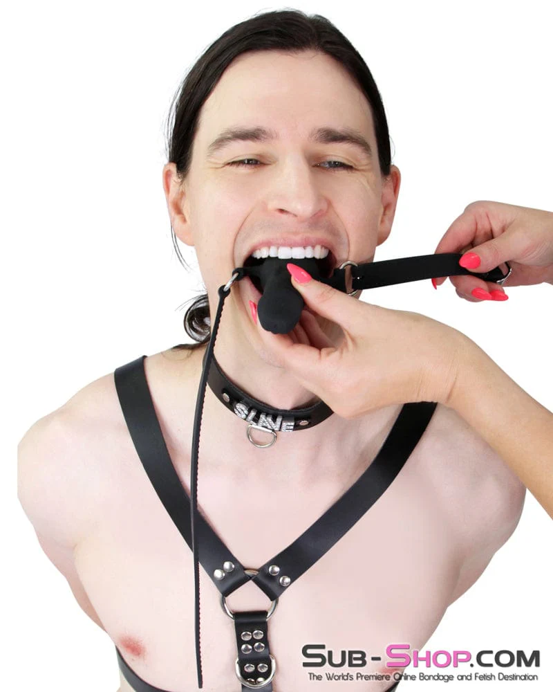 7941M   Black Locking Silicone Penis Ball Gag - Image 26