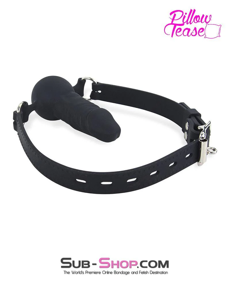 7941M   Black Locking Silicone Penis Ball Gag - Image 4