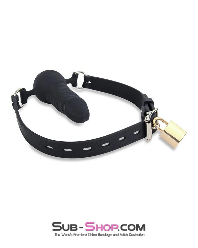 7941M   Black Locking Silicone Penis Ball Gag - Image 6