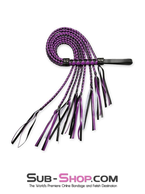 8806MQ Black & Purple Braided Multi-Tail Flogger - Image 2