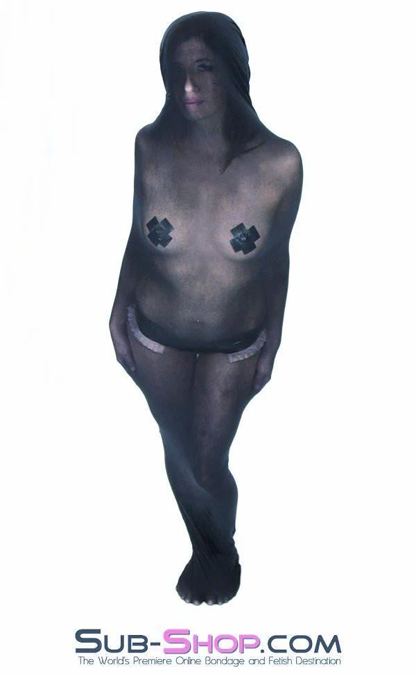 1490DL      Black Sheer Encasement Silk Stocking Full Body Sack - Image 3