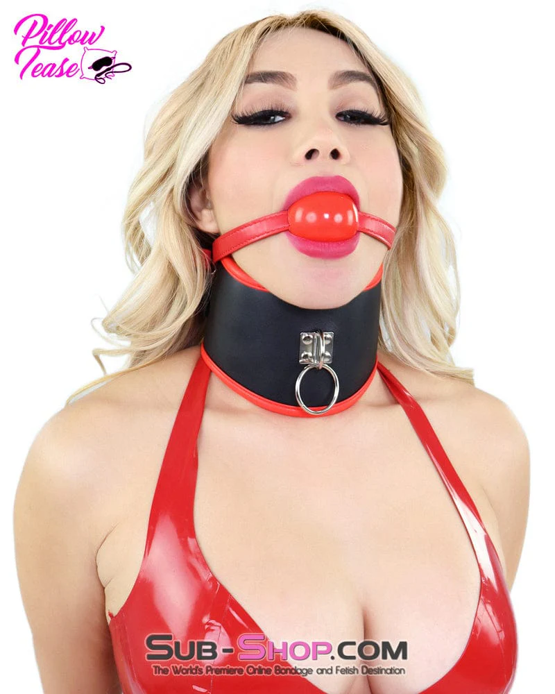 2406DL      Black Slave Training Posture Collar with Red Trim - Image 4