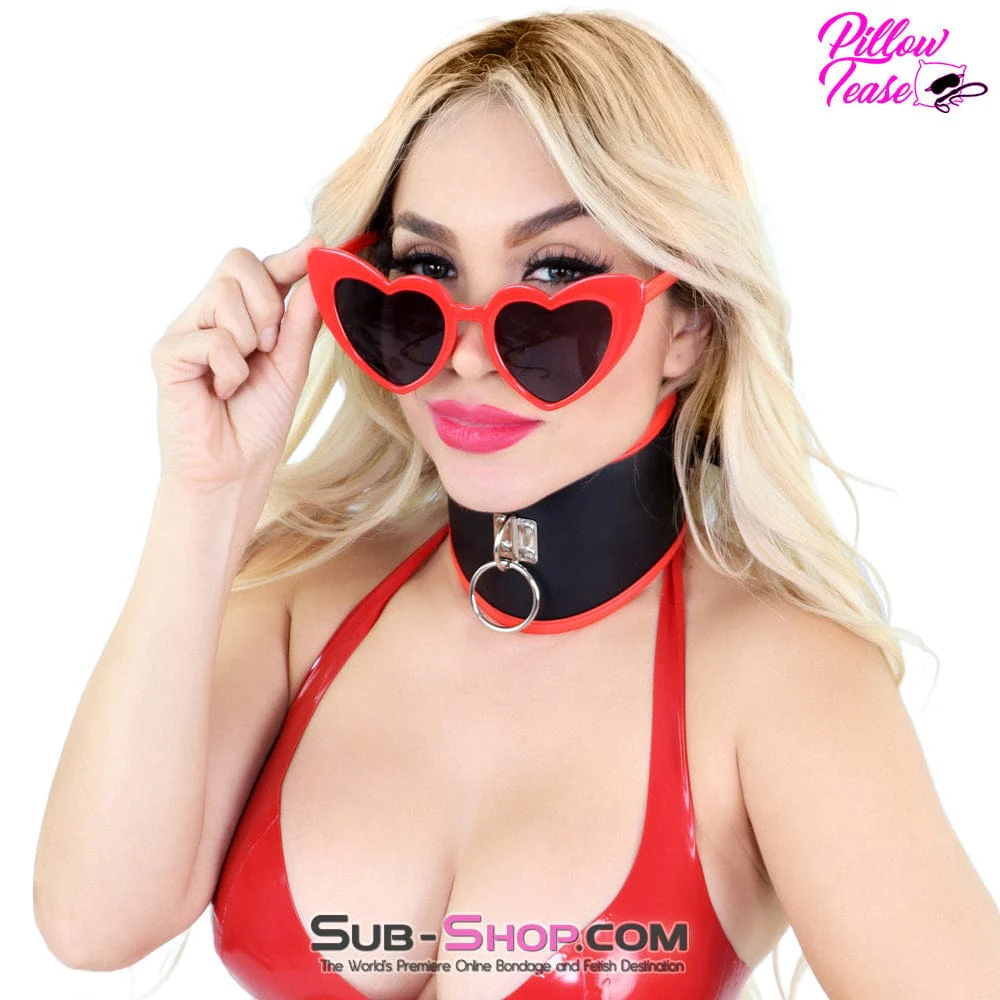 2406DL      Black Slave Training Posture Collar with Red Trim - Image 5