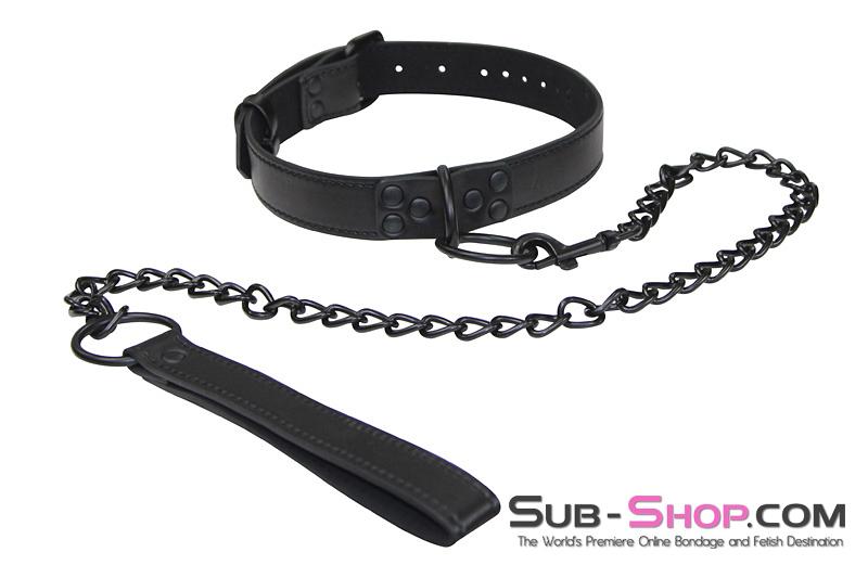 1547DL Blackline Bondage Slave Collar and Leash Set - Image 2