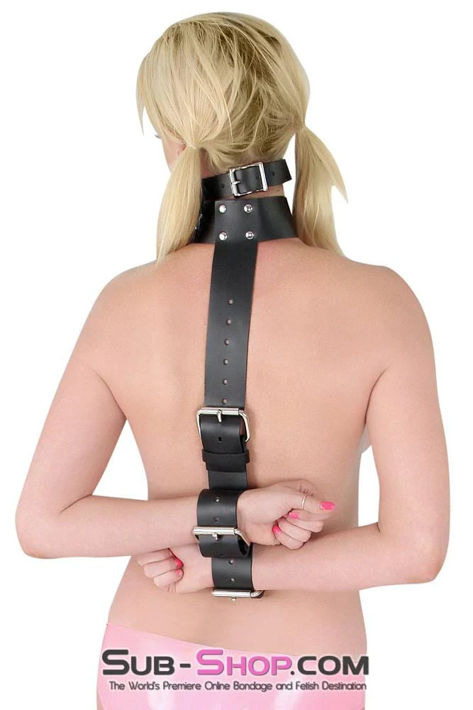 1741A-BLK      2" Collar to Wrist Restraint, Black Leather - Image 11