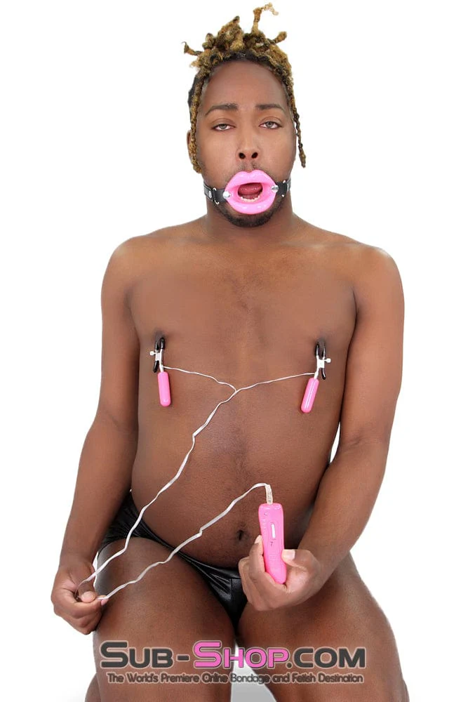 2425M-SIS Bondage Accessory Sissy Doll Pink Sex Lips Sissy Transformation Strapped Open Mouth Gag - Image 3