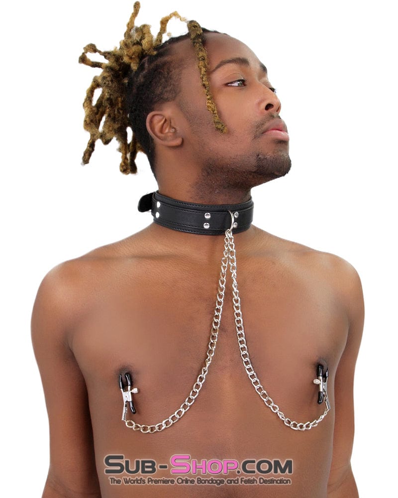 2512M Bondage Collar with Adjustable Nipple Clamps - Image 11