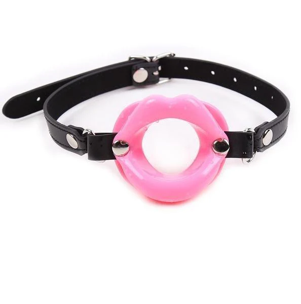 2425M      Bondage Doll Pink Sex Lips Strapped Open Mouth Gag - Image 3