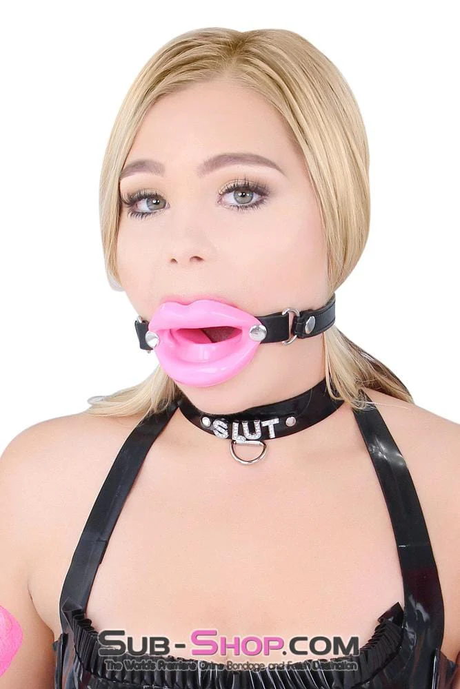 2425M      Bondage Doll Pink Sex Lips Strapped Open Mouth Gag - Image 8