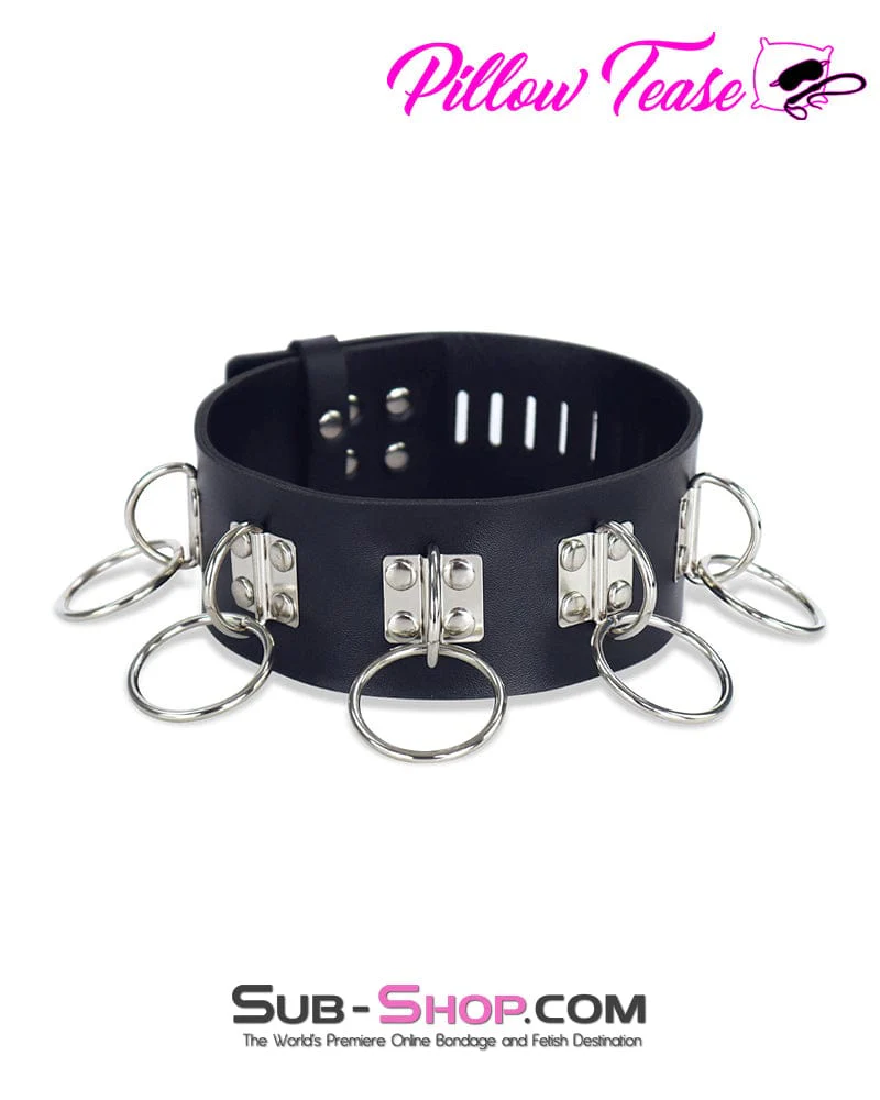 0714DL 5 Ring Bondage Slave Collar - Image 2