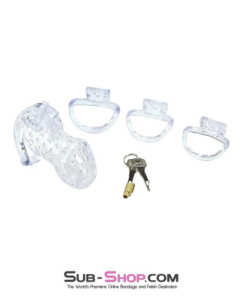 1422AR      Boy Toy Clear High Security Pin Tumbler Locking Cock Cage Chastity - MEGA Deal - Image 11