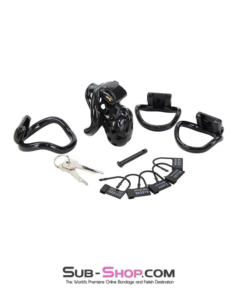 1723AR Boy Toy Short Black High Security Pin Tumbler Locking Cock Cage Chastity - Image 5