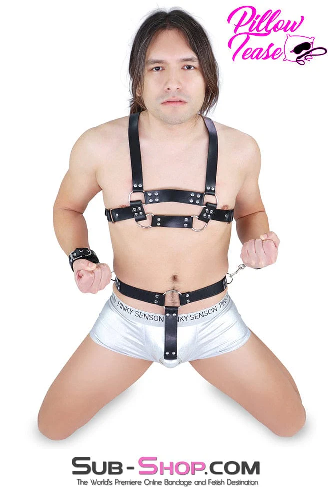 1546DL      Butt Plug Harness with Cock Ring and Wrist Bondage Cuffs - Image 6