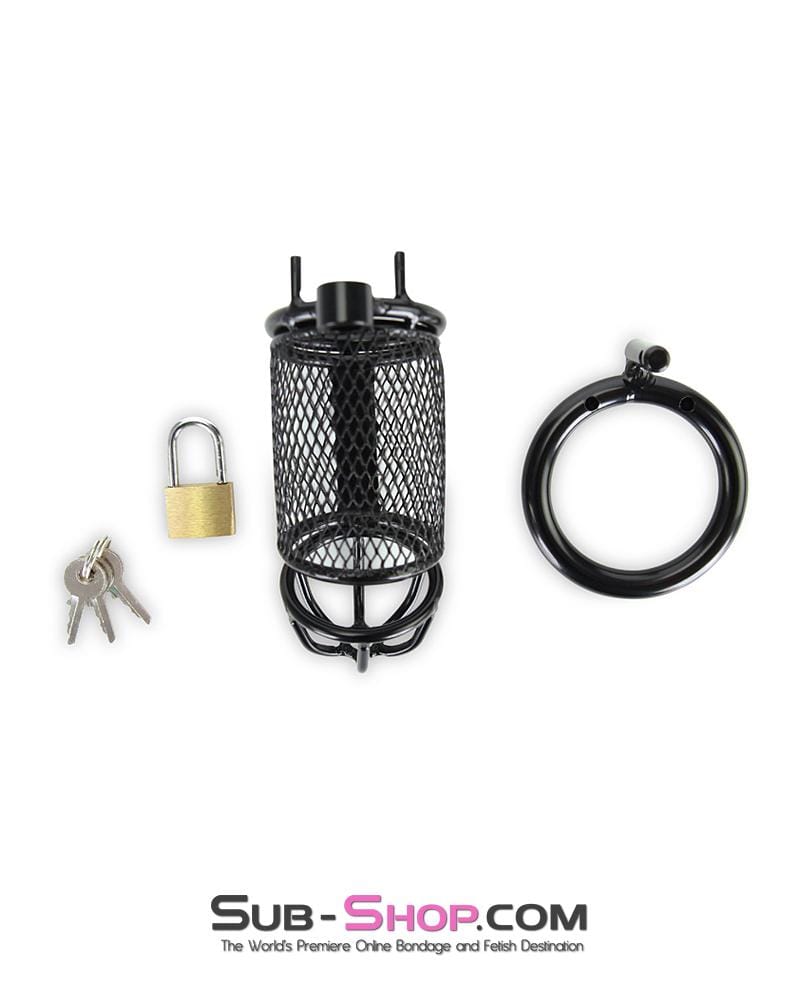 4725M-SIS Caged Sissy Black Steel Tease and Denial Chastity Device - Image 3