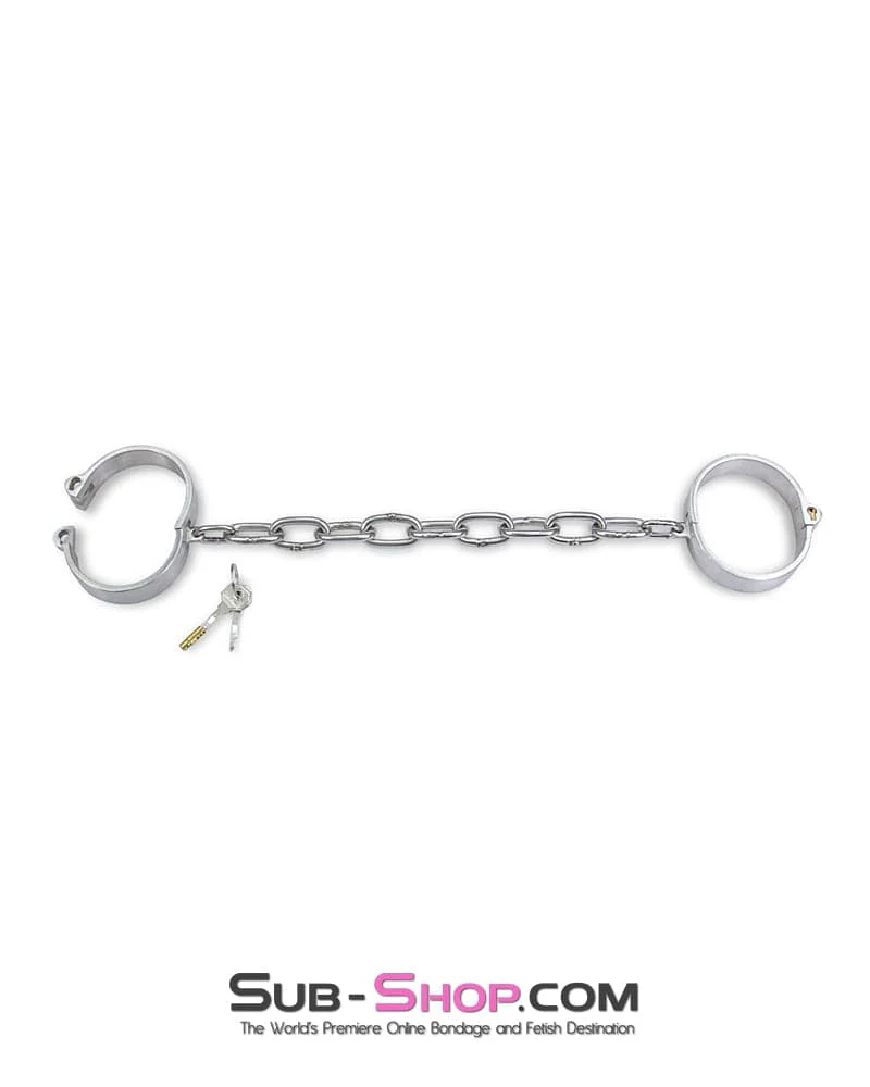 7808M      Captive Slave Chromed Steel Ankle Cuffs, Small / Medium - Image 5