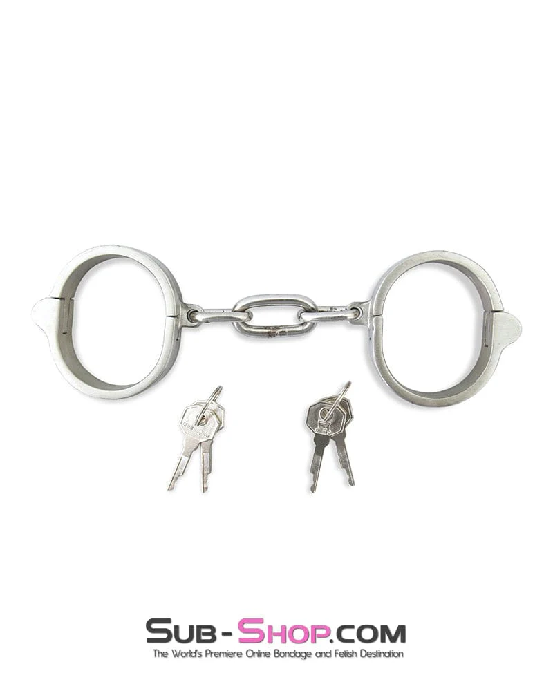 8753M      Captive Slave Chromed Steel Wrist Cuffs, Large / Extra Large - Image 12