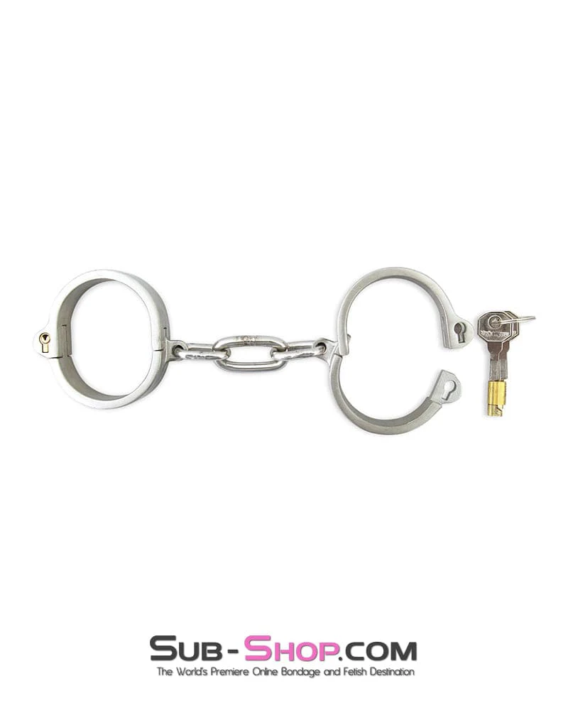 8753M      Captive Slave Chromed Steel Wrist Cuffs, Large / Extra Large - Image 13