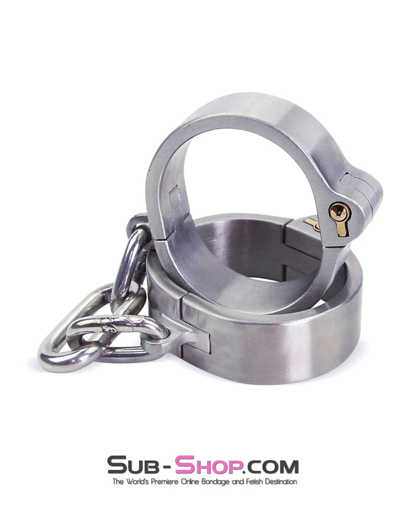 8753M      Captive Slave Chromed Steel Wrist Cuffs, Large / Extra Large - Image 5