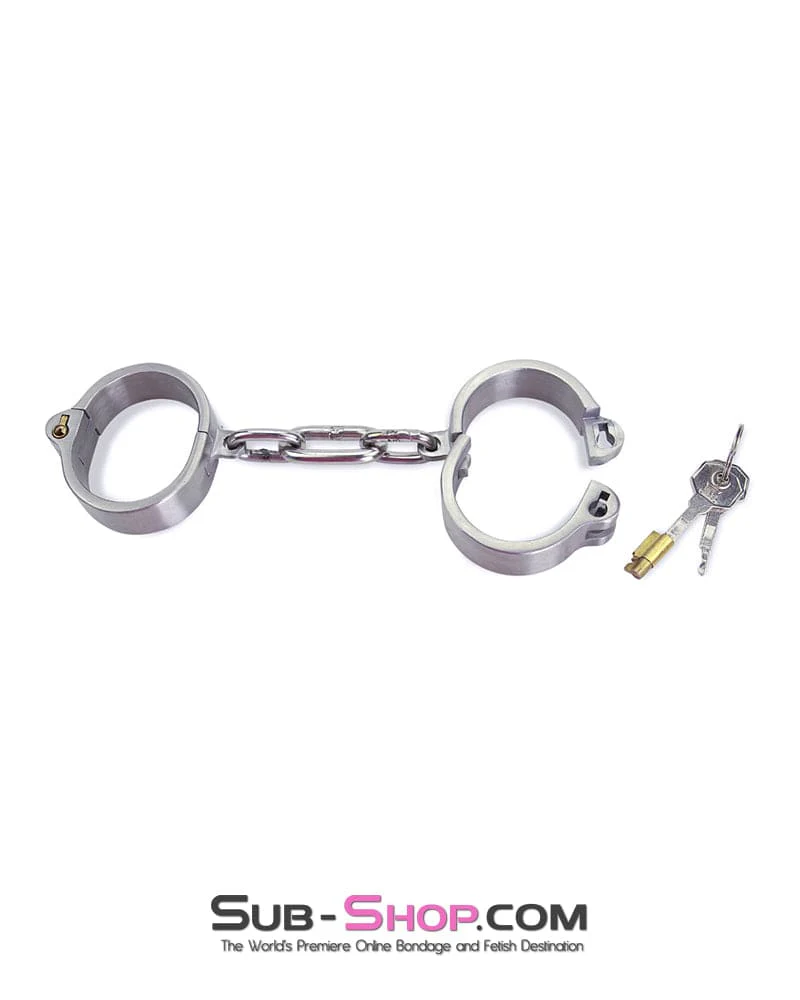 8753M      Captive Slave Chromed Steel Wrist Cuffs, Large / Extra Large - Image 6