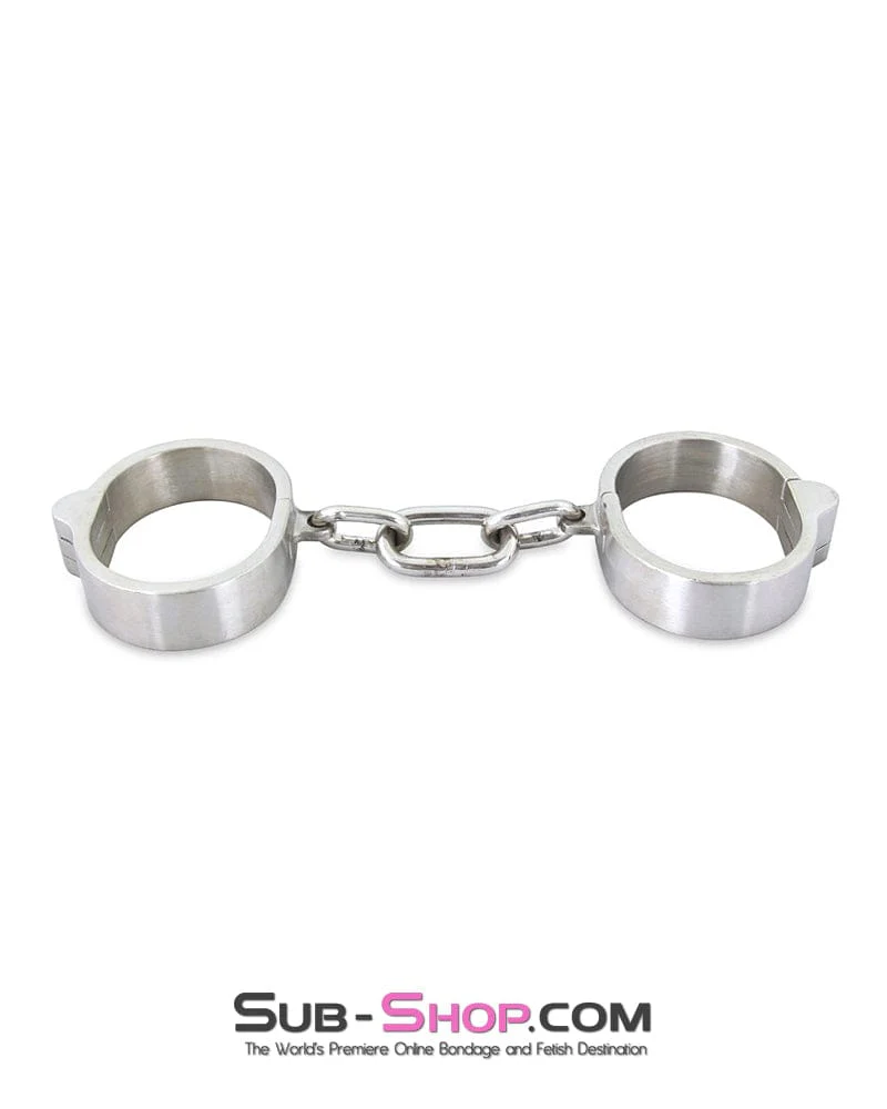 8753M      Captive Slave Chromed Steel Wrist Cuffs, Large / Extra Large - Image 8