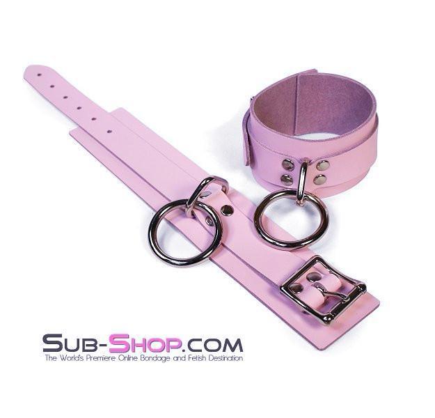 0993A      Captured Beauty Princess Pink Leather Bondage Ankle Cuffs