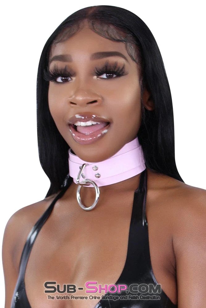 0991A Captured Beauty Princess Pink Leather Bondage Collar