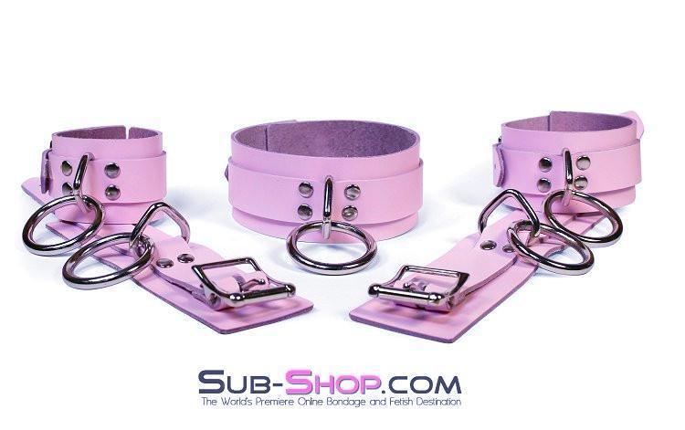 0991A Captured Beauty Princess Pink Leather Bondage Collar - Image 16