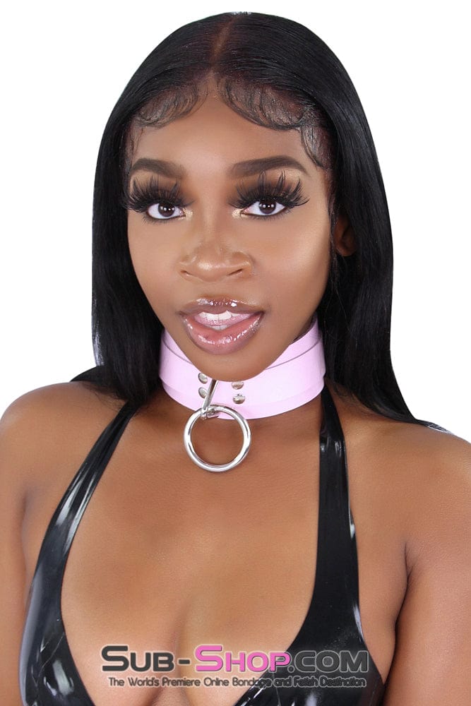 0991A Captured Beauty Princess Pink Leather Bondage Collar - Image 18