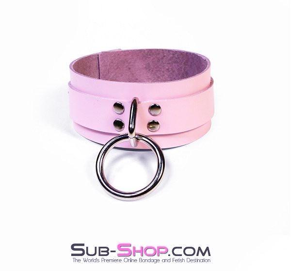 0991A Captured Beauty Princess Pink Leather Bondage Collar - Image 2