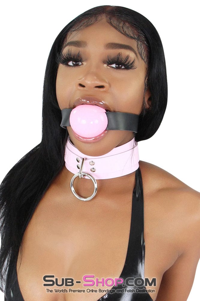 0991A Captured Beauty Princess Pink Leather Bondage Collar - Image 4