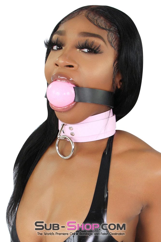 0991A Captured Beauty Princess Pink Leather Bondage Collar - Image 6