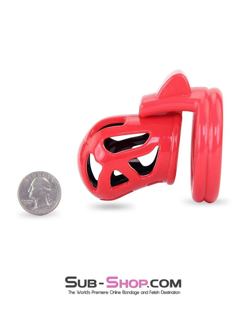 3445AE      Chastity Tease Sensation Cage Red and Black High Security Locking Male Chastity Device - Image 6