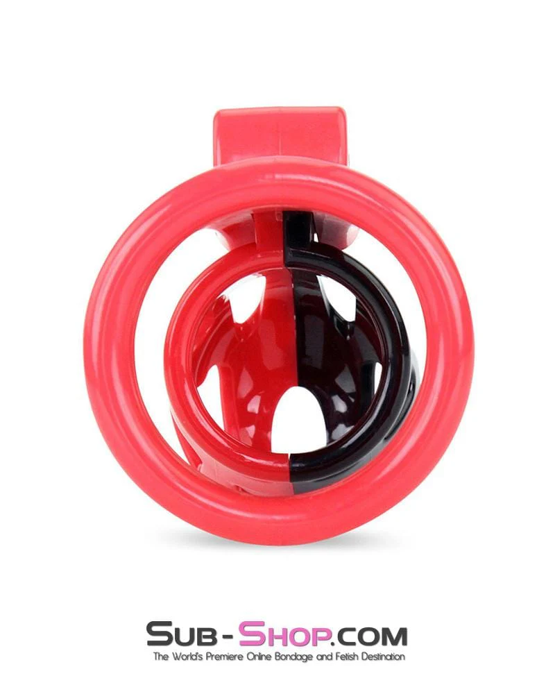 3445AE Chastity Tease Sensation Cage Red and Black High Security Locking Male Chastity Device - MEGA Deal - Image 6