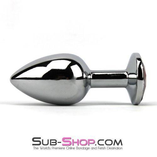 1853M      Chromed Aluminum Light Weight Rhinestone Crystal Tipped Butt Plug, Medium - Image 12