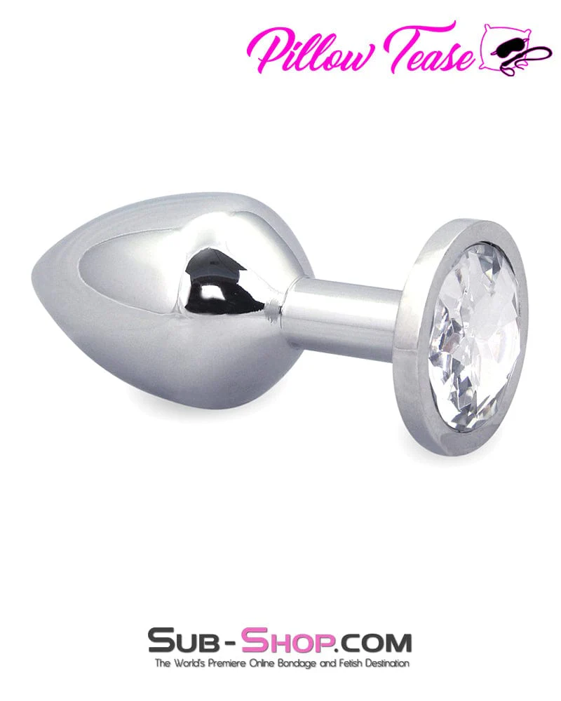 1853M      Chromed Aluminum Light Weight Rhinestone Crystal Tipped Butt Plug, Medium - Image 15