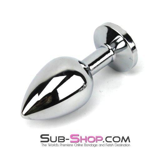 1853M      Chromed Aluminum Light Weight Rhinestone Crystal Tipped Butt Plug, Medium - Image 9