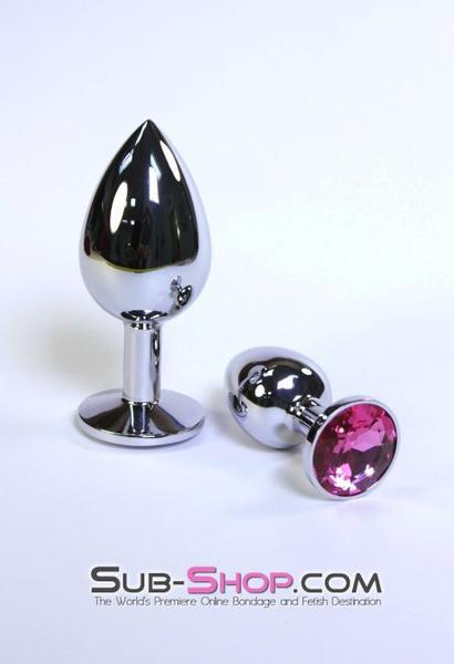 2310HS-SIS Chromed Steel Crystal Sissy Damsel Anal Plug, Large Plug, Fuchsia Crystal - Image 2