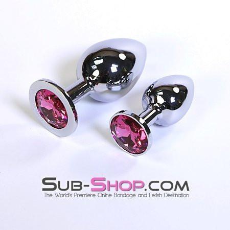 2310HS-SIS Chromed Steel Crystal Sissy Damsel Anal Plug, Large Plug, Fuchsia Crystal - Image 3