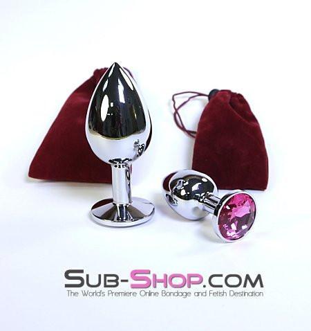 2310HS-SIS Chromed Steel Crystal Sissy Damsel Anal Plug, Large Plug, Fuchsia Crystal - Image 4