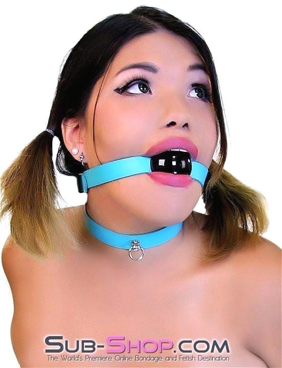 3416A Classic Diamond Blue Ballgag Strap, Black Ball
