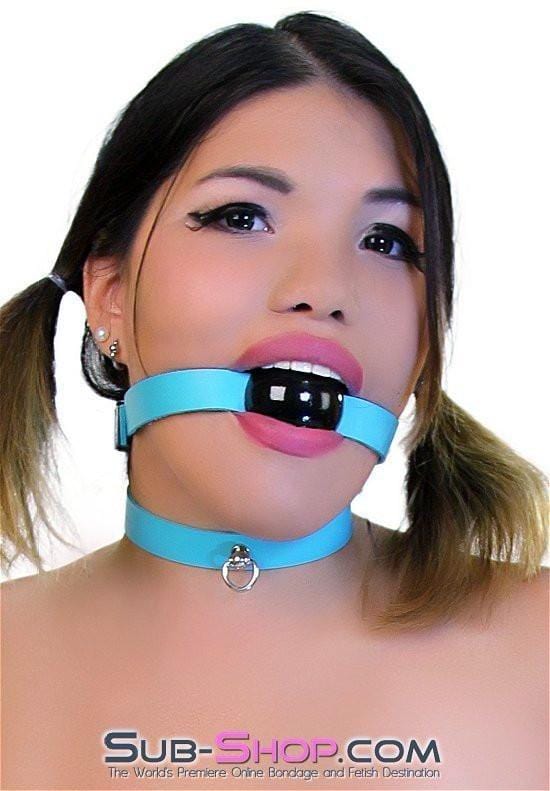 3416A Classic Diamond Blue Ballgag Strap, Black Ball - Image 4