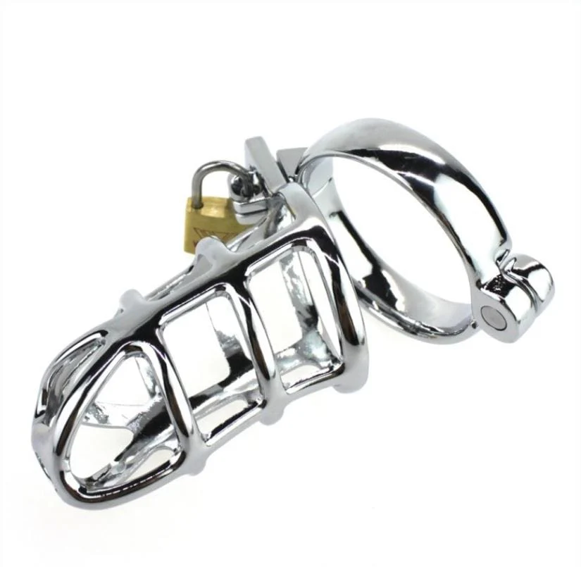 8707HS Cock Tease Locking Steel Male Chastity Set - Image 4