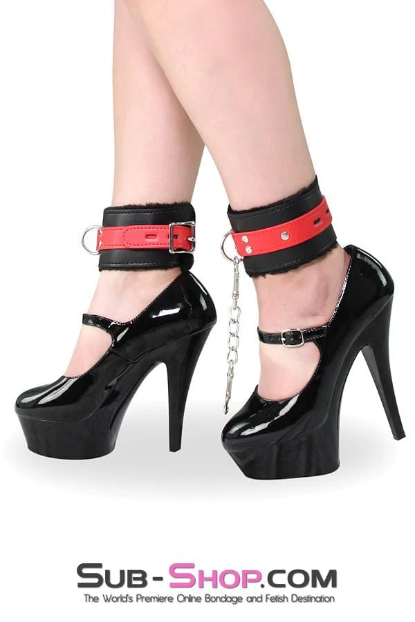 9015DL Comfy Captive Locking Fur Lined Ankle Bondage Cuffs Set 🔥 FINAL CLEARANCE – Last Chance! - Image 6
