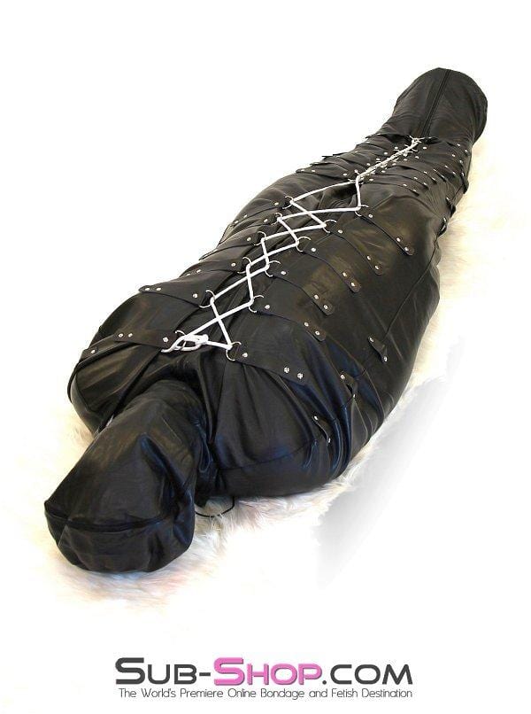 7849DL Complete Domination Full Body Binder Bag with Zip Open Full Face Hood - Image 2