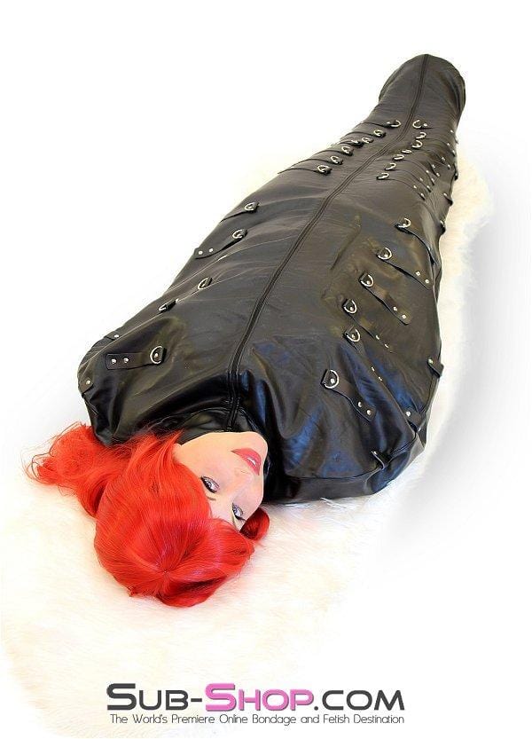 7849DL Complete Domination Full Body Binder Bag with Zip Open Full Face Hood - Image 8