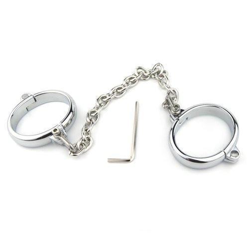 6990M       Contented Captive Chrome Steel Bracelet Cuffs with Chain - Image 11